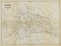 214039 Plattegrond van de stad Utrecht, met weergave van het stratenplan met namen, bebouwing, wegen, watergangen en ...